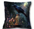 Load image into Gallery viewer, Gothic Black Raven & Full Moon Decorative Pillow Cover