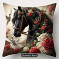 Load image into Gallery viewer, 4pcs Horse, Flower & Bird Throw Pillow Covers (Black, White & Brown)