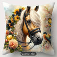 Load image into Gallery viewer, 4pcs Horse, Flower & Bird Throw Pillow Covers (Black, White & Brown)