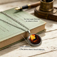 Load image into Gallery viewer, Black & orange pendant necklace 3cm on stainless steel chain – image 2
