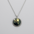 Load image into Gallery viewer, Beige & black pendant necklace 3cm on stainless steel chain

