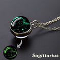 Load image into Gallery viewer, Glow in the Dark Ball Pendant Necklace with Stainless Steel Chain Constellation-Sagittarius
