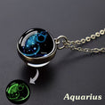 Load image into Gallery viewer, Glow in the Dark Ball Pendant Necklace with Stainless Steel Chain Constellation-Aquarius
