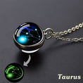 Load image into Gallery viewer, Glow in the Dark Ball Pendant Necklace with Stainless Steel Chain Constellation-Taurus
