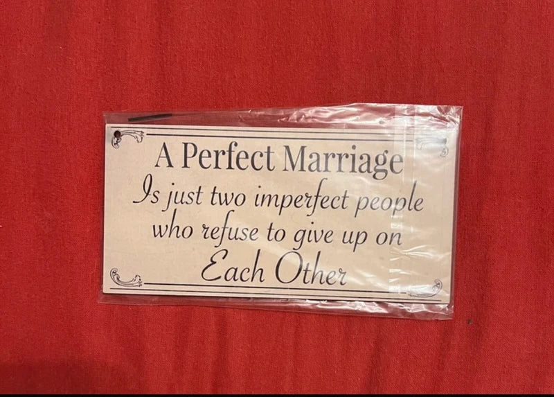 A Perfect Marriage Hangable Wooden Sign