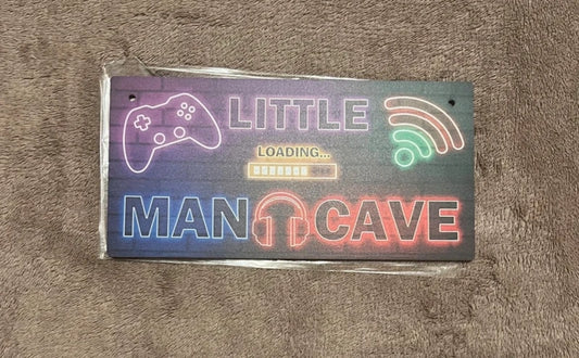 Little Man Cave Hangable Wooden Sign