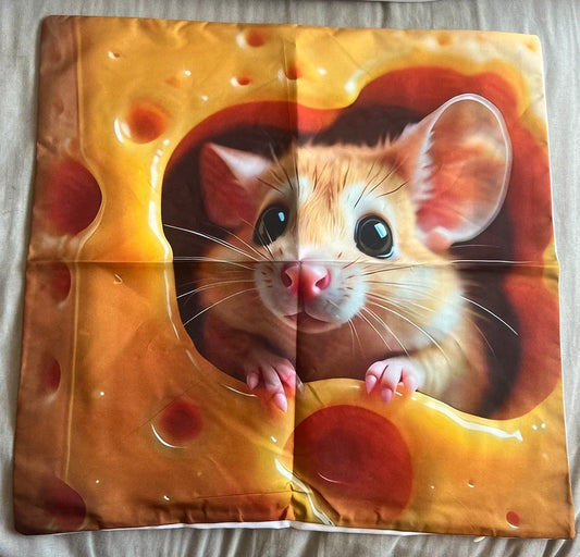 Cute Mouse in Cheese Cushion Cover