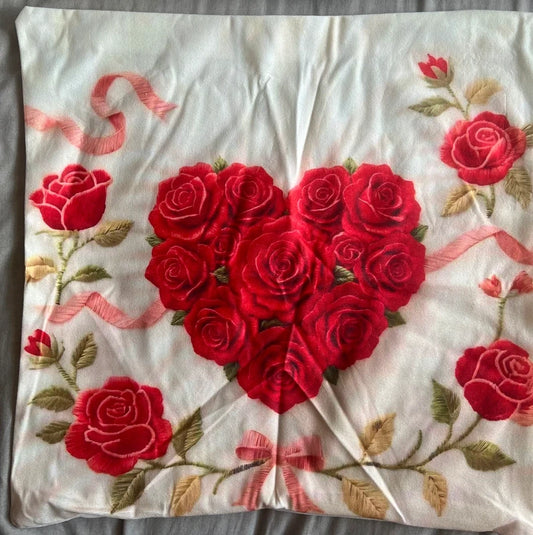 Rose Heart Cushion Cover 45x45cm-Brand New