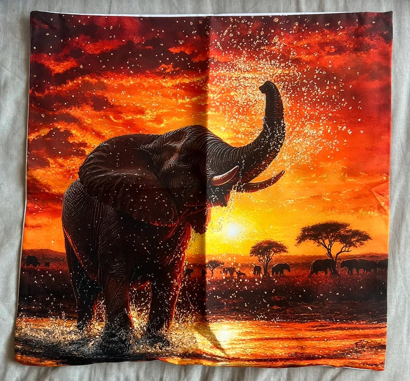 Elephants Scene Cushion Cover 45x45cm-Brand New