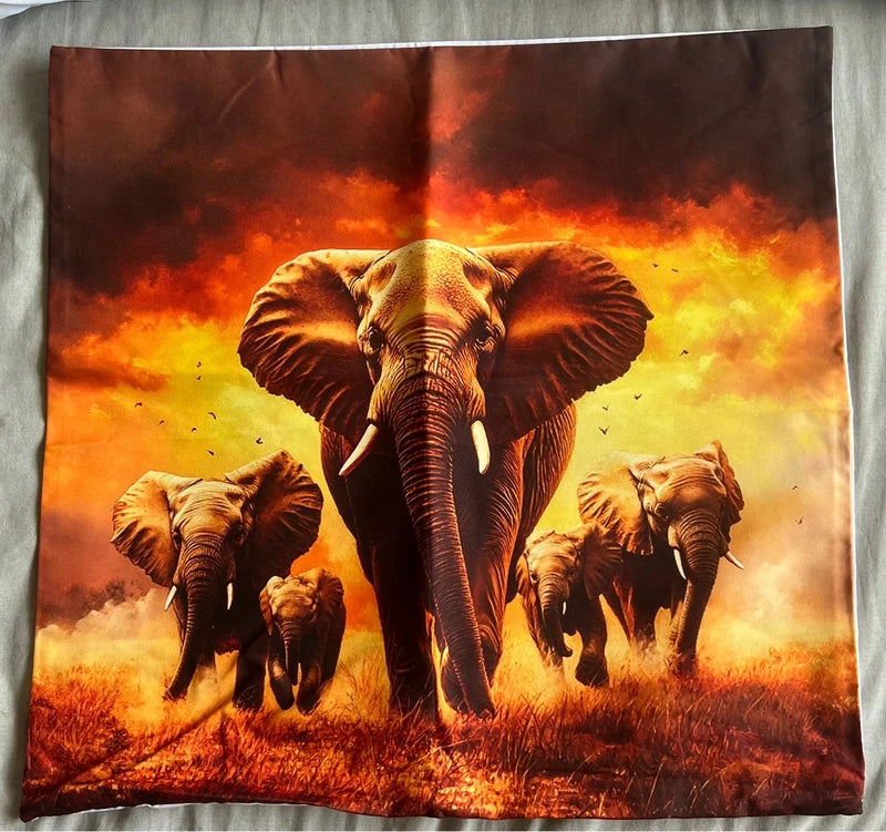 Elephants Scene Cushion Cover 45x45cm-Brand New