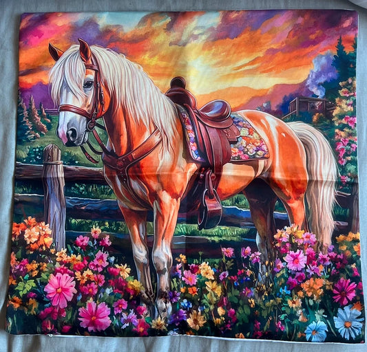 Horse Scene Cushion Cover 45x45cm