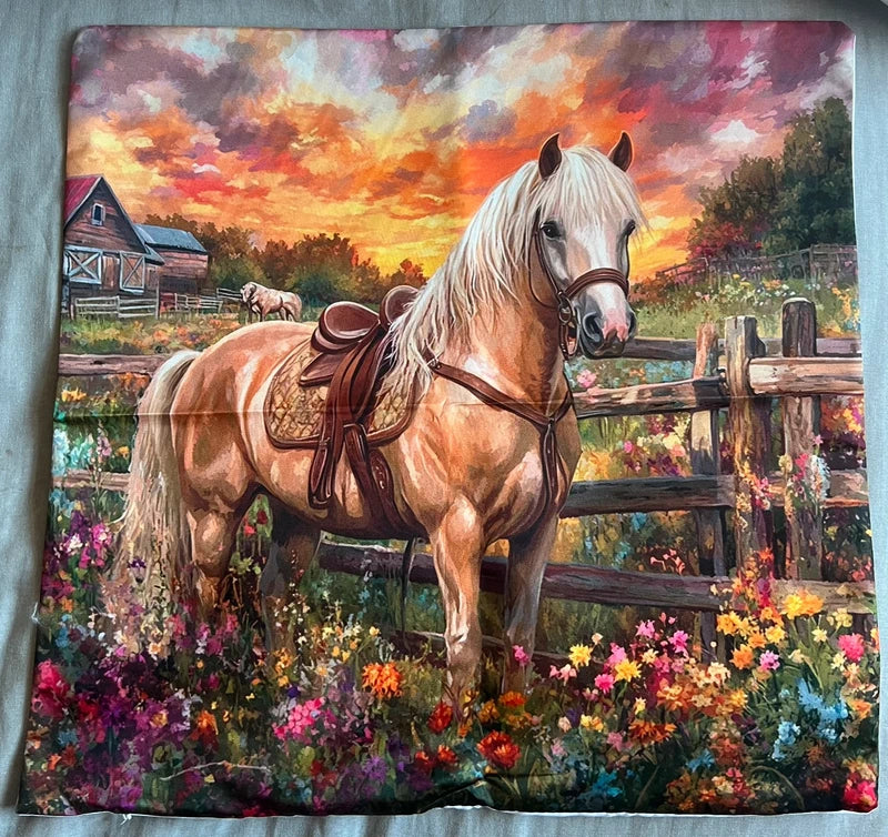 Horse Scene Cushion Cover 45x45cm