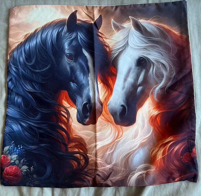 Pair of Horses Cushion Cover 45x45cm-Brand New