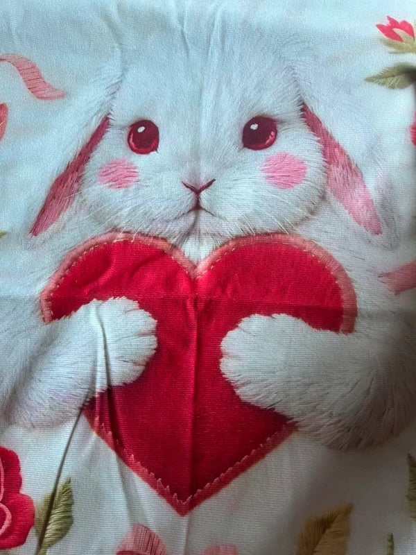 Bunny with Heart Cushion Cover 45x45cm-Brand New