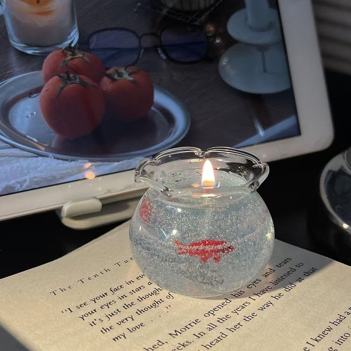 Bubble Fish Tank Aromatherapy Candle Cute Mini Fragrance Bedroom Atmosphere Incense Niche Senior Companion Birthday Gift