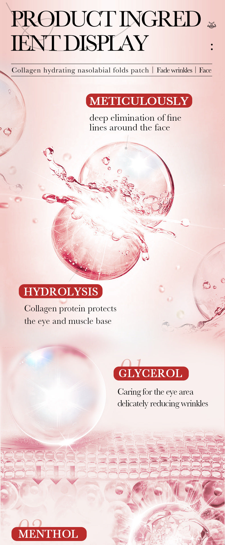 SADOER Full English Collagen Hydrating Gel Lift Patch For Nasal Folds 2.7g Skin Care Face Mask Patches Facial Lifting