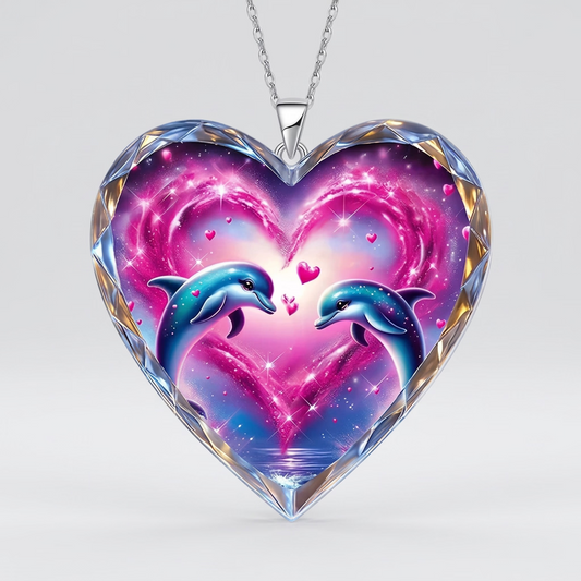Pink & grey acrylic pendant necklace 3.8cm on stainless steel chain