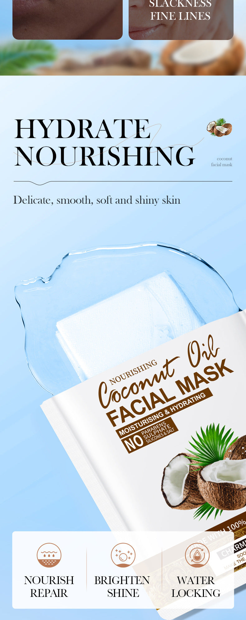 Nourishing Coconut Oil Face Mask 25g Moisturizing Hydrating Skin Care Facial Treatment Patch