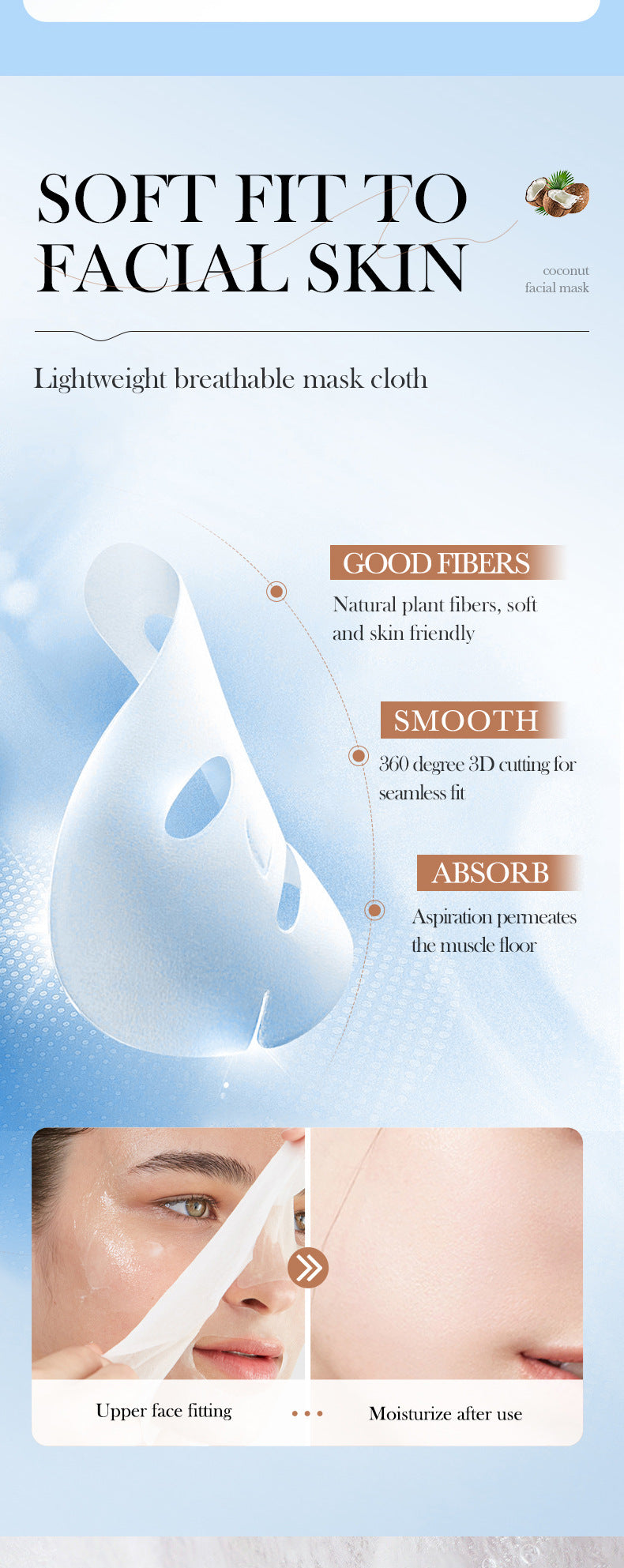 Nourishing Coconut Oil Face Mask 25g Moisturizing Hydrating Skin Care Facial Treatment Patch