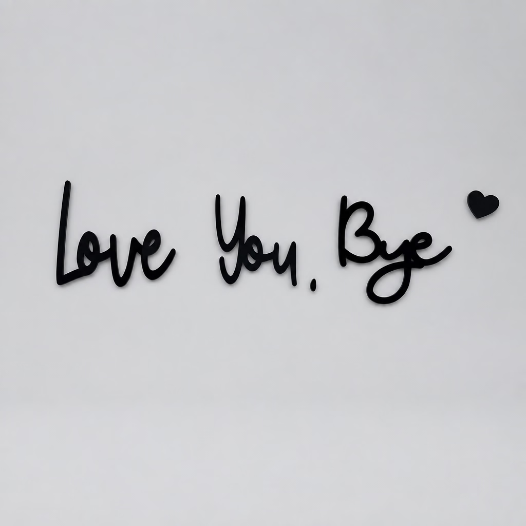 2D Flat Wooden Sign "Love You Bye" with Heart Door Frame Decoration