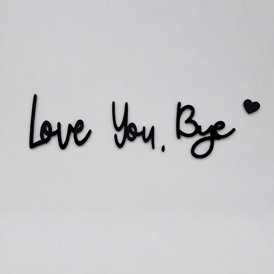 2D Flat Wooden Sign "Love You Bye" with Heart Door Frame Decoration