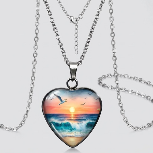 Yellow & blue pendant necklace 2cm on stainless steel chain design 92