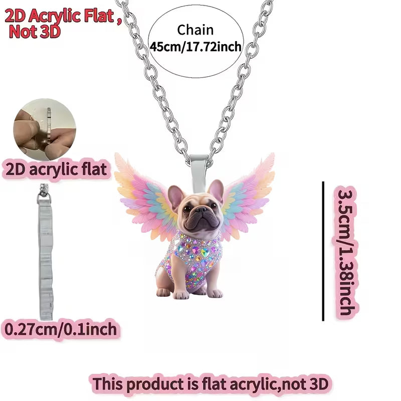 Multicolour silver acrylic pendant necklace 3.5cm on stainless steel chain design 86 – image 2