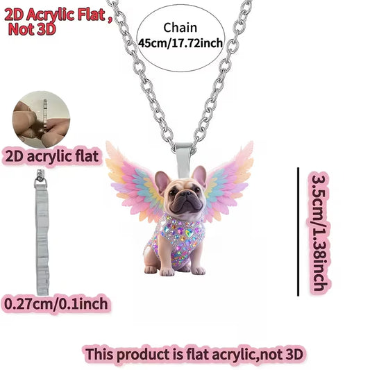 Multicolour silver acrylic pendant necklace 3.5cm on stainless steel chain design 86 – image 2