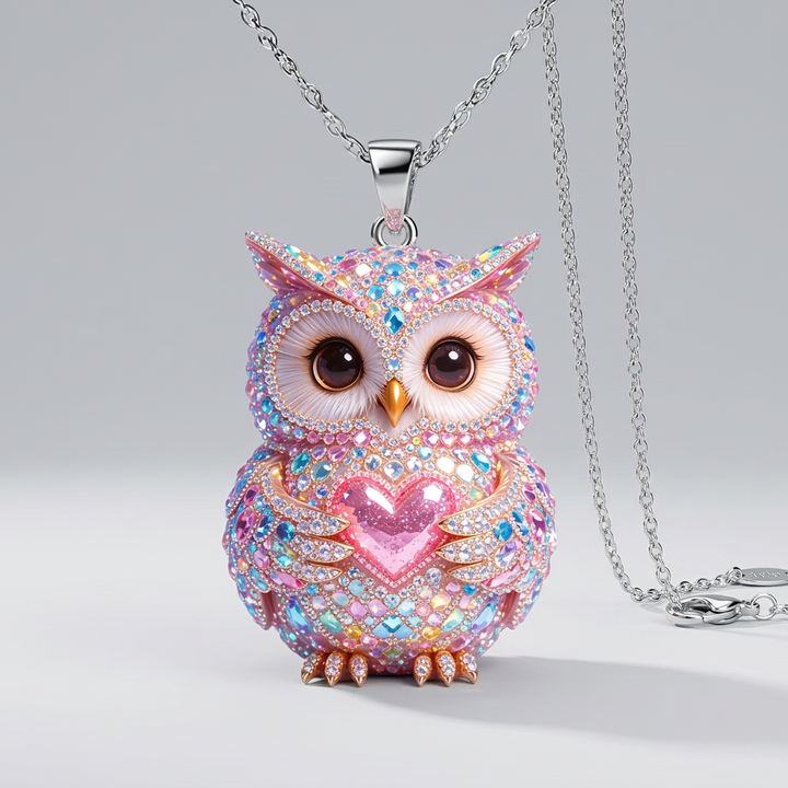 Pink acrylic pendant necklace 3.5cm on stainless steel chain design 82