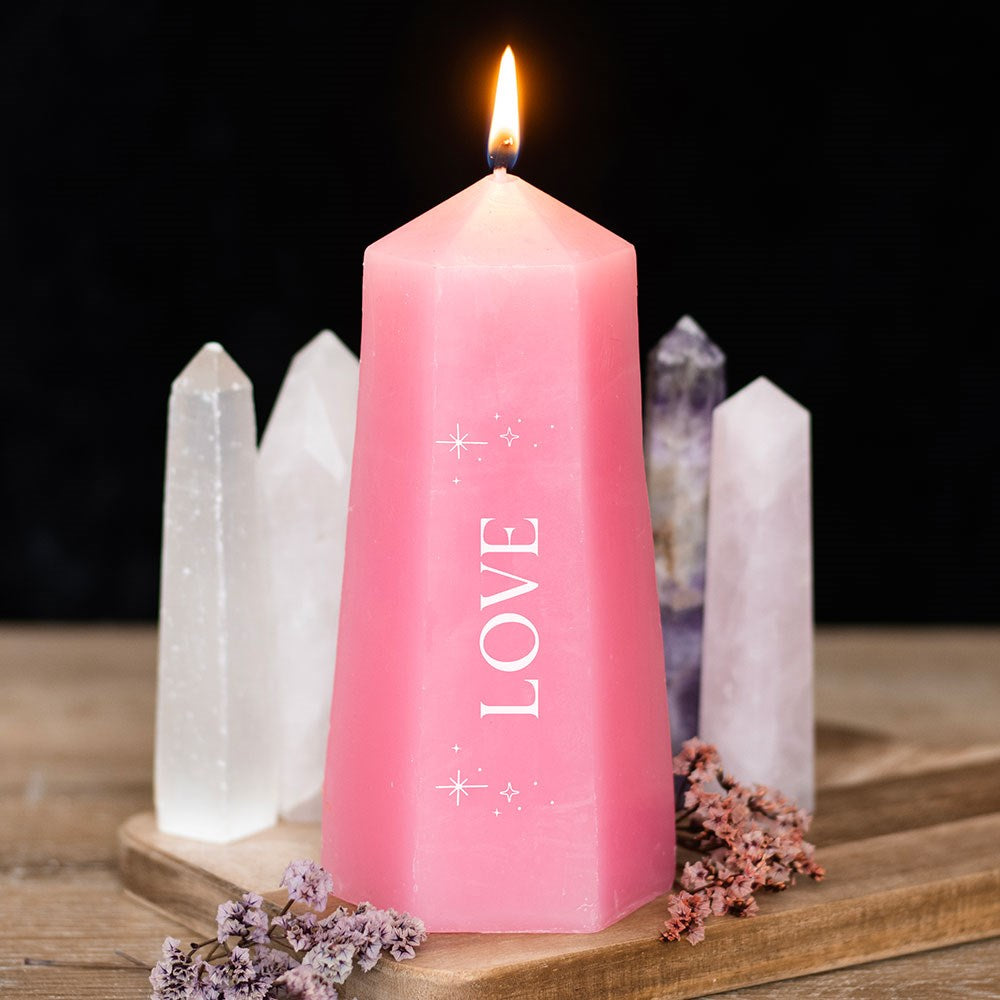 Love Crystal Candle with Rough Rose Quartz Unscented