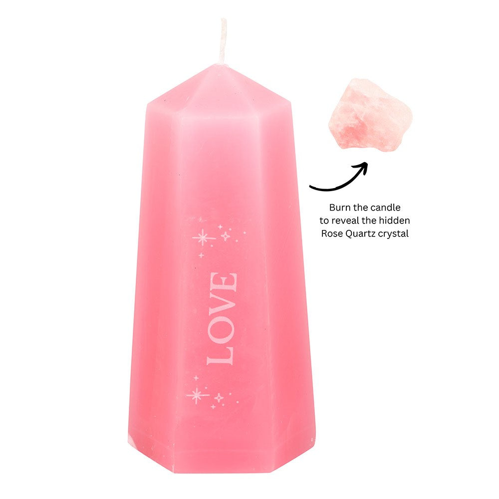Love Crystal Candle with Rough Rose Quartz Unscented