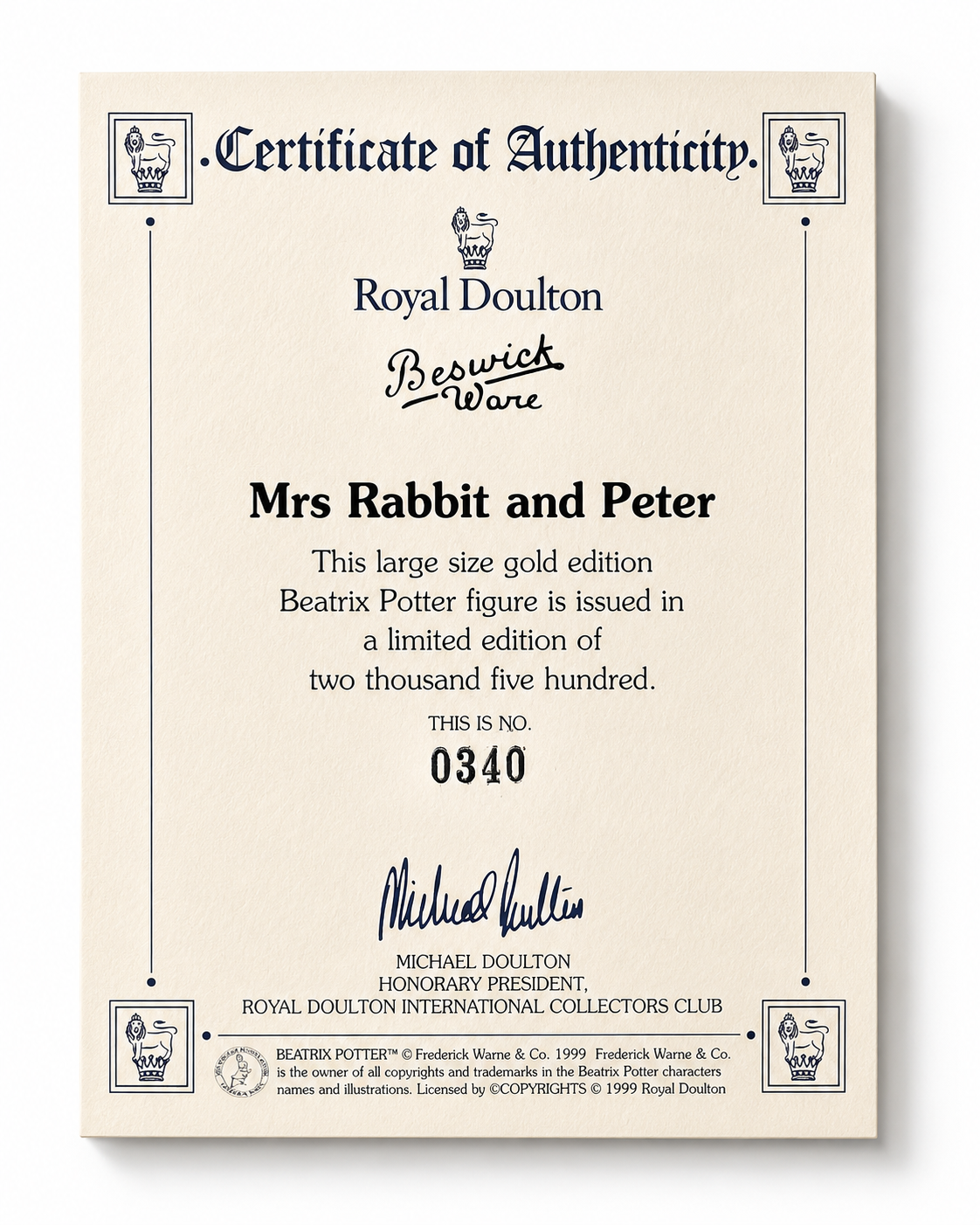 Beatrix Potter rabbit figurine display