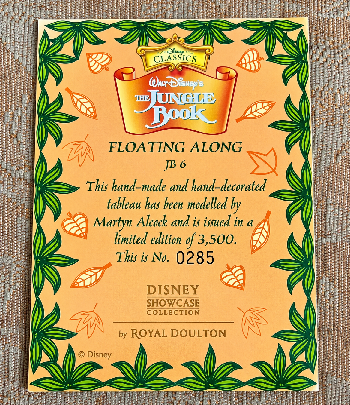 Royal Doulton Disney Showcase Collection The Jungle Book Floating Along Limited Edition Number 0285 of 3500 with COA