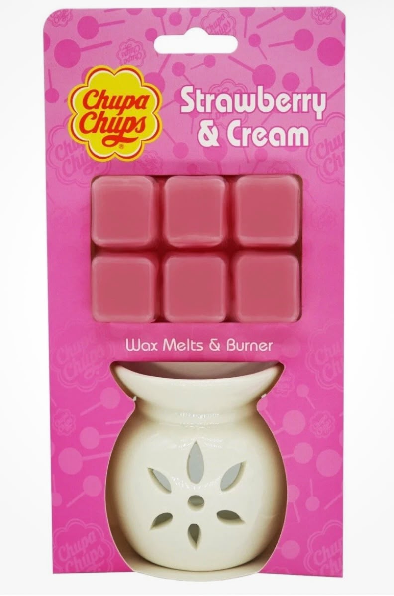 Chupa Chups Strawberry Cream Scented 6 Cavity Wax Melt and Burner Set