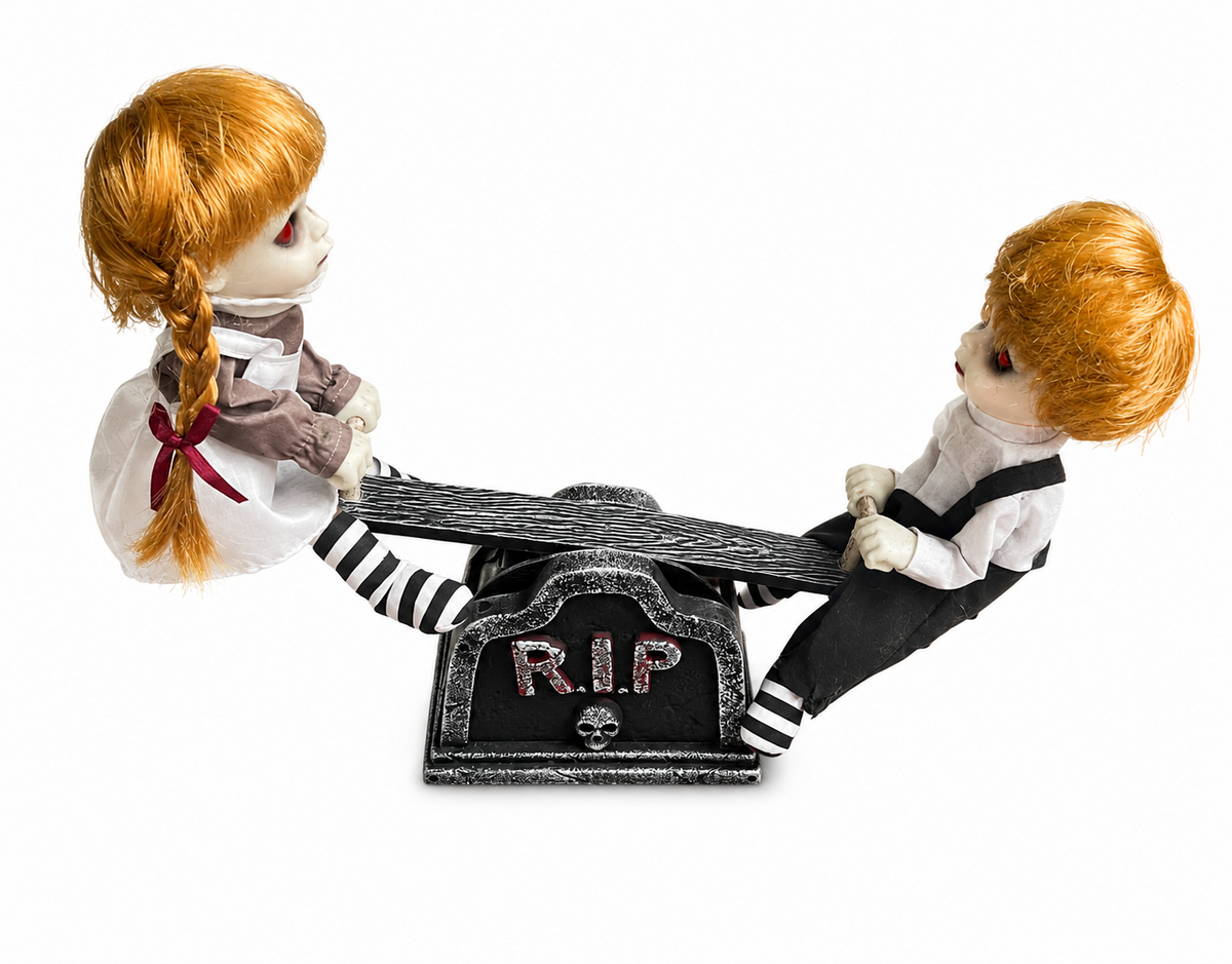 Terrifying Animated Seesaw  Boy and Girl Dolls