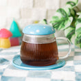Load image into Gallery viewer, Blue Glass Mushroom Mug and Saucer

