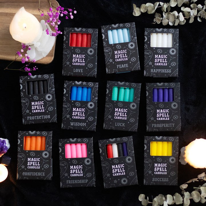 Pack of 12 Light Blue 'Peace' Spell Candles
