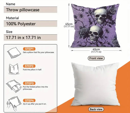 Gothic Purple Halloween Decorative Pillow Cover