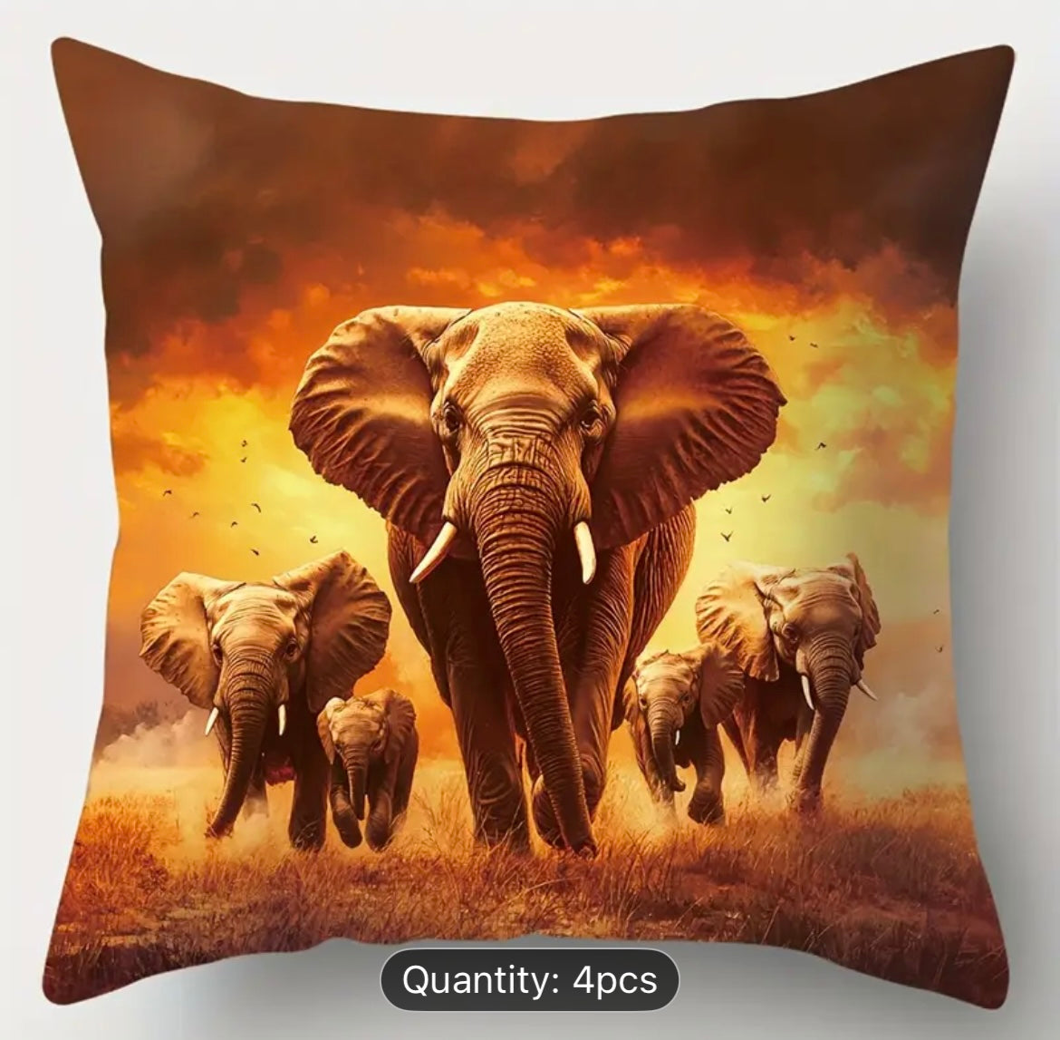 Contemporary Elephant Print Pillow Covers - (4pcs)