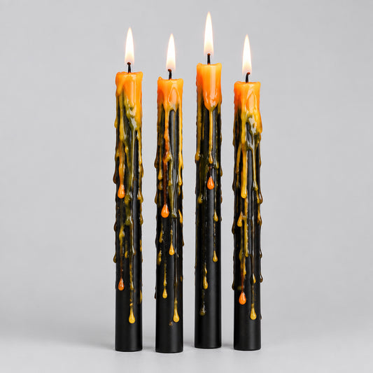 Set of 4 Pumpkin Guts Oozing Taper Candles