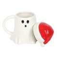 Load image into Gallery viewer, Ghost Shaped Mug with Santa Hat Lid
