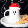Load image into Gallery viewer, Ghost Shaped Mug with Santa Hat Lid
