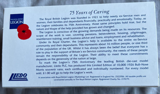 Royal British Legion 1921-1996 75 Years of Caring Lledo Diecast Van – Limited Edition Boxed