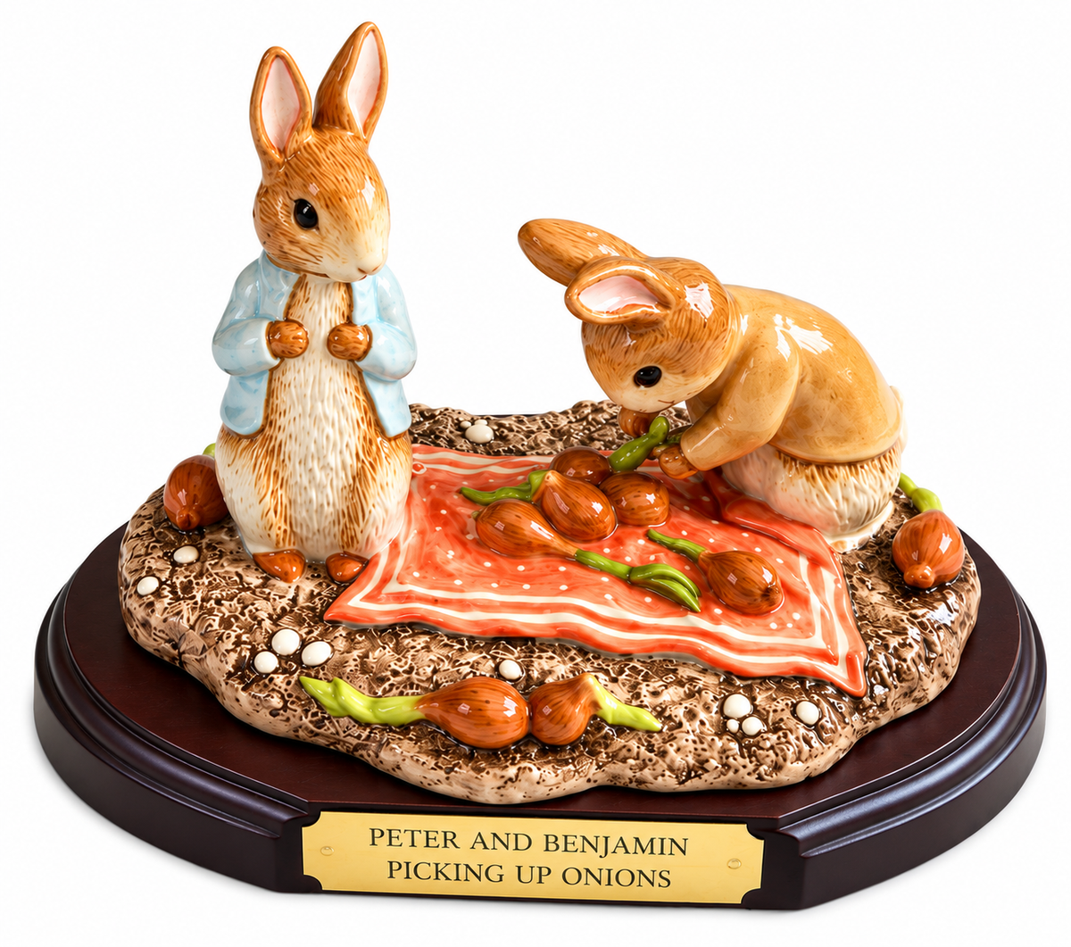 Royal Doulton John Bestwick The World of Beatrix Potter Peter & Benjamin Picking Up Onions Sculpture Limited Edition with COA