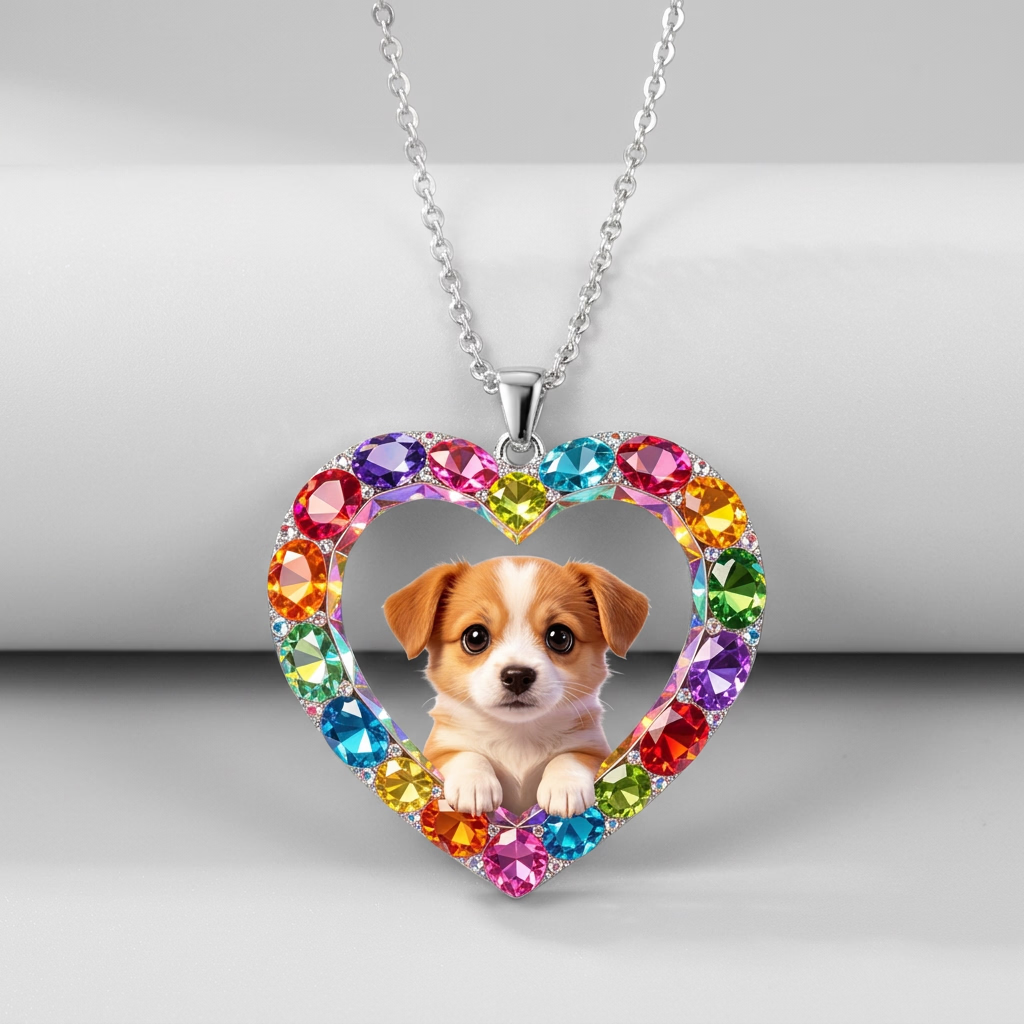 Multicolour silver acrylic pendant necklace 3.5cm on stainless steel chain design 85