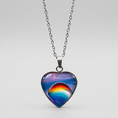 Load image into Gallery viewer, Multicolour silver pendant necklace 2cm on stainless steel chain design 88
