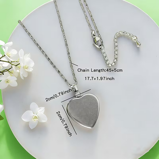 Floral green & pink pendant necklace 2cm on stainless steel chain – image 2