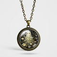 Load image into Gallery viewer, Bronze & white pendant necklace 3.2cm on stainless steel chain
