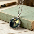 Load image into Gallery viewer, Beige & black pendant necklace 3cm on stainless steel chain – image 2
