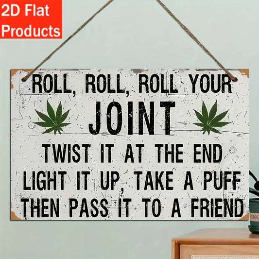 2D Flat Decorative Plaque and Ornament, 1pc Vintage "Roll, Roll Your Joints" Wooden Sign, Wall Decoration for Home, Bar, Garage, Bedroom, Bathroom, Pub Décor, 2D Flat Christmas Decorations
